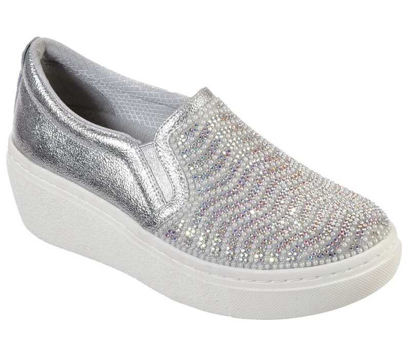Skechers Dam Silver Kilar Skor - Goldie Hi - Diamond Waves - Sverige (OTFJP-5371)